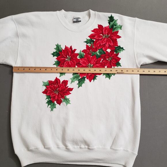 Lee Sturdy Sweats Heavyweight Sweatshirt & Festive Poinsettia Design XL‎ 80-90s - Picture 6 of 8
